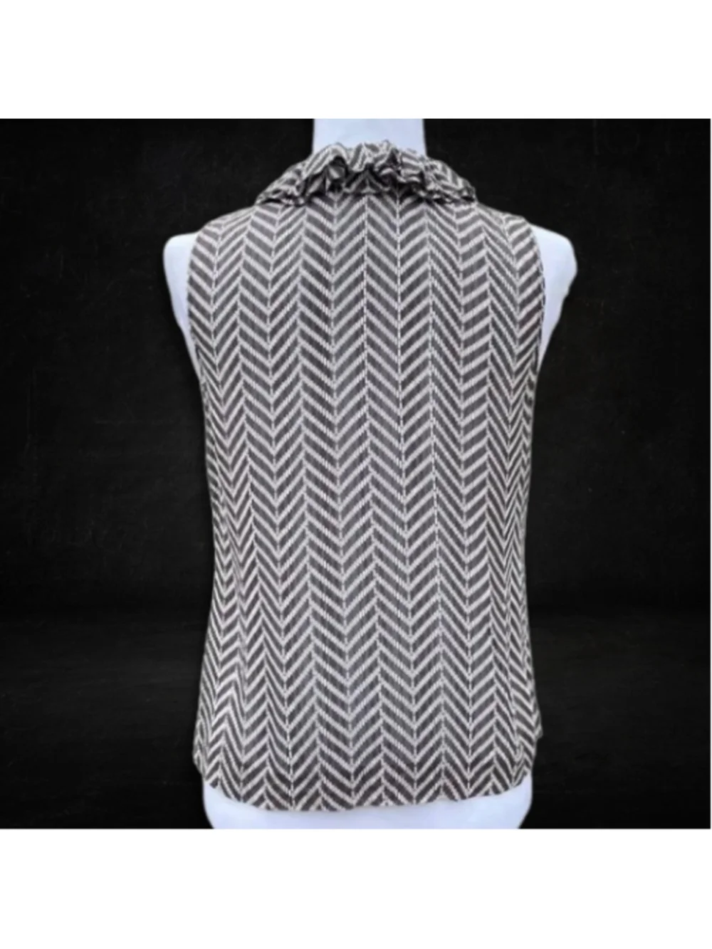 Tory Burch Brown & White Silk Blend Sheer Sleeveless Blouse 2